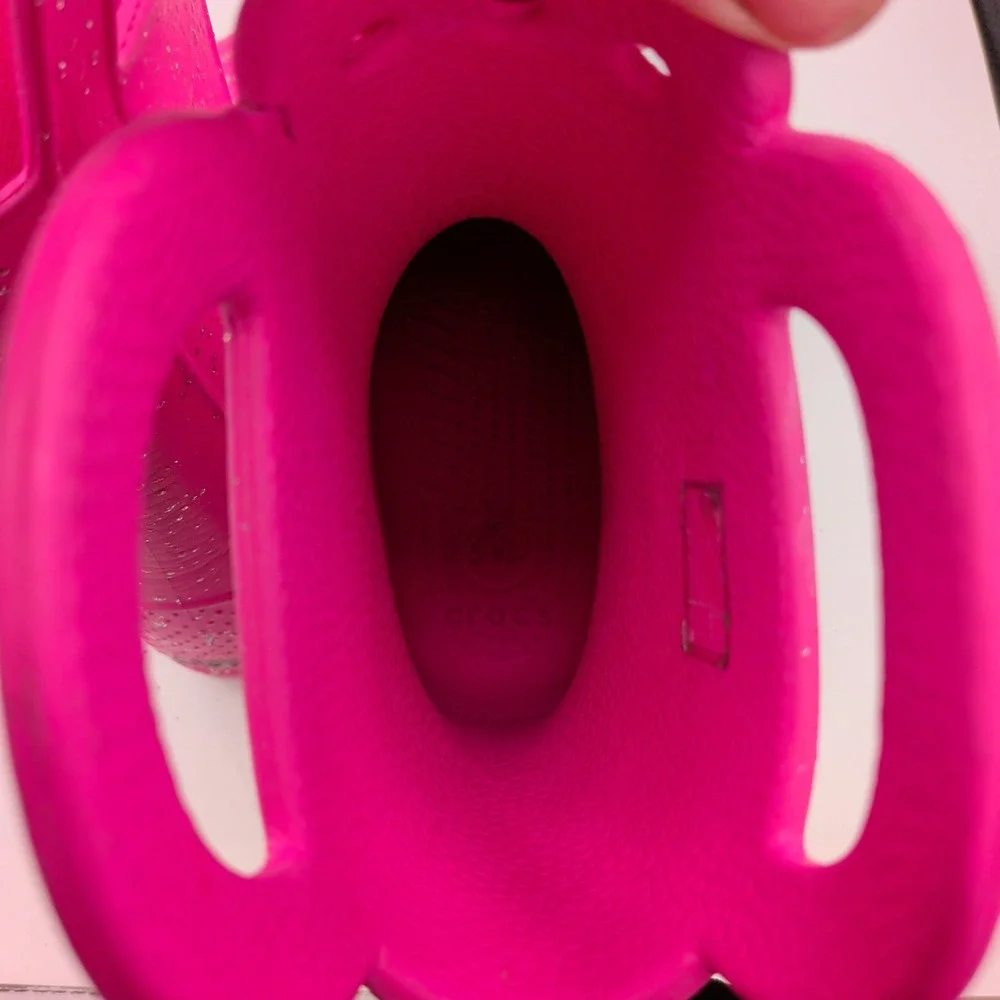 Crocs Kids Handle It Pink Glitter Rain Boots Waterproof Pull On J2 210391